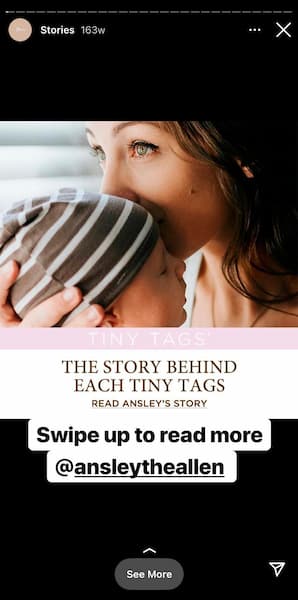 Tiny Tags created an Instagram Stories series featuring mothers and the products they purchased.