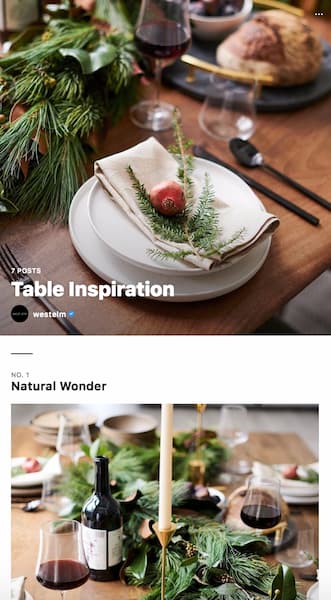 West Elm's Instagram™ Guide highlighting table inspiration.