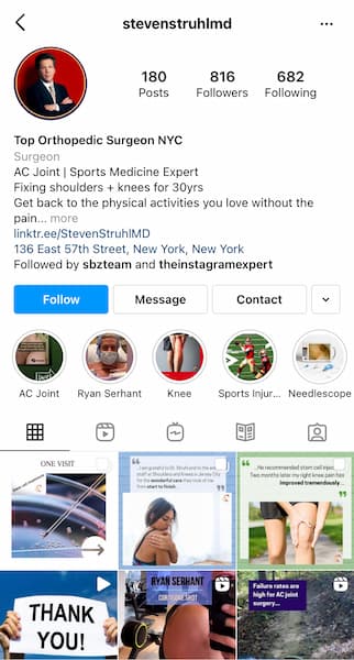 Dr Steven Struhl's Instagram™ profile.